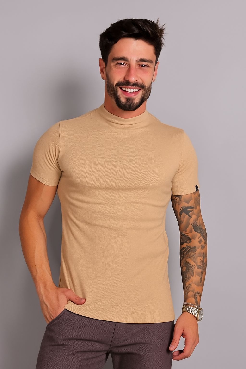 CAMISETA SLIM CANELADA AMERICANA