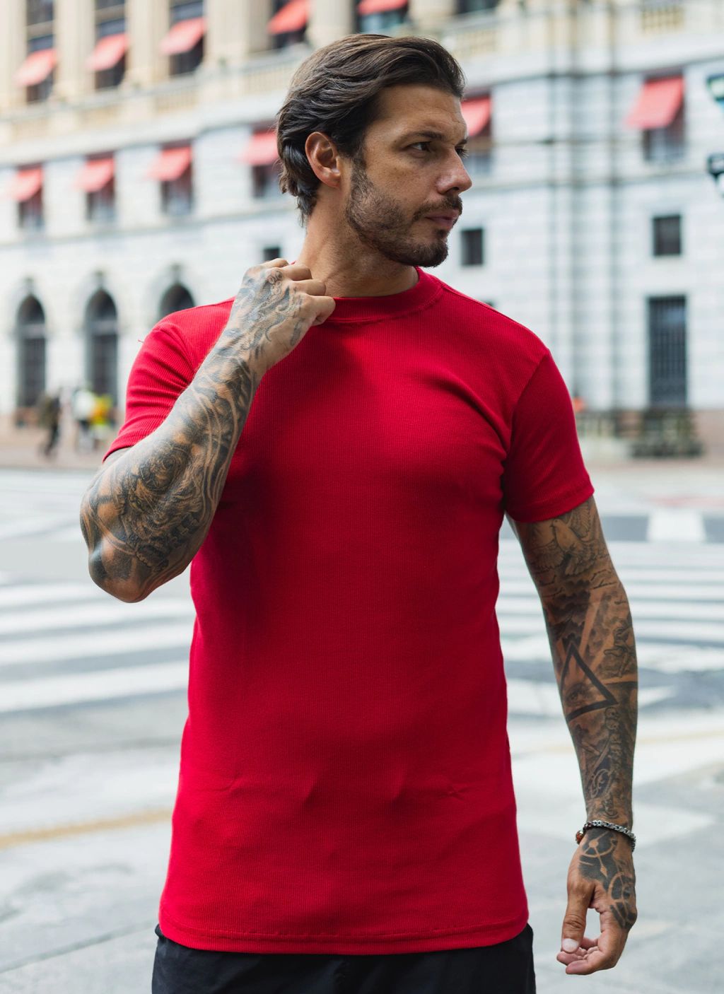 CAMISETA SLIM CANELADA AMERICANA