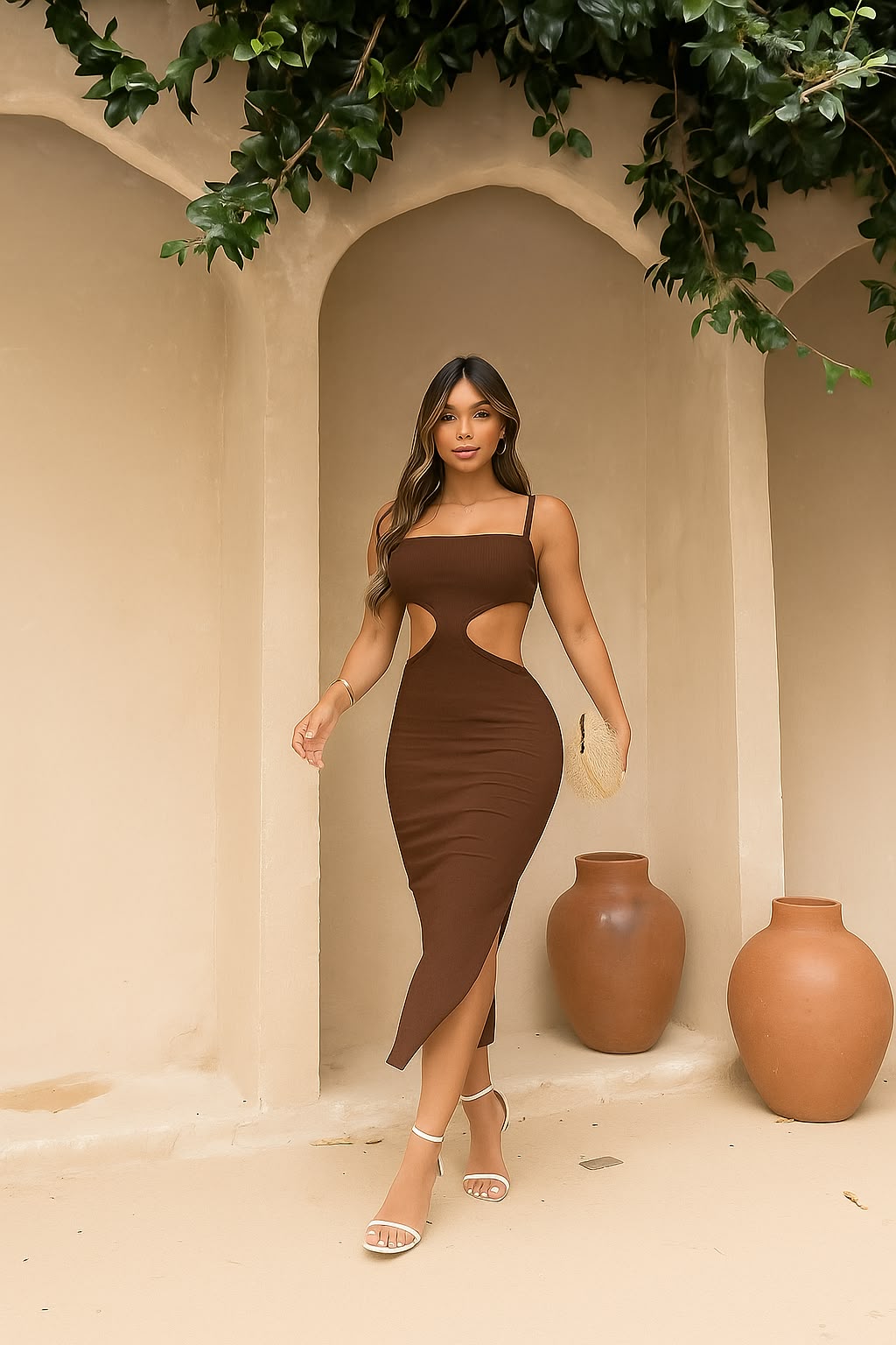 VESTIDO COSTA NUA RIBANNA CANELADO